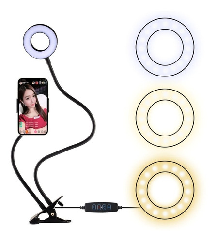 Aro De Luz Led Soporte Flexible Y De Celular Foto Y Video 