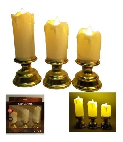 Vela Luz Luces X3 Und Velón Pila Altar Decoracion Religuioso