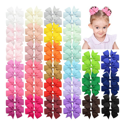 60pcs Broches Para Cabello Con Grande Moño Para Bebés Niñas 