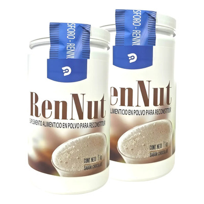 Kit 2 Piezas Suplemento Nutricional Proteína Rennut Polvo Sabor Chocolate 1kg