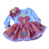 Vestido Body Caipira Festa Junina Infantil Para Bebe+ Chapéu