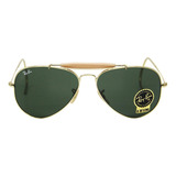 Anteojos De Sol Ray-ban Aviator Outdoorsman Standard Con Marco De Metal Color Polished Gold, Lente Green De Cristal Clásica, Varilla Polished Gold De Metal - Rb3030