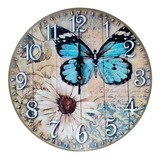Reloj De Pared 29cm Mariposa Azul