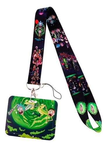 Porta Carnet Identificación Y Lanyard Rick Y Morty Anime 