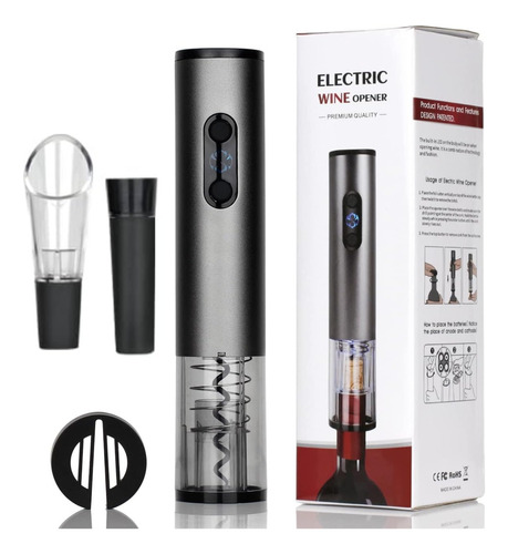 Set Saca Corcho Eléctrico Abridor Vinos Destapador Boquilla