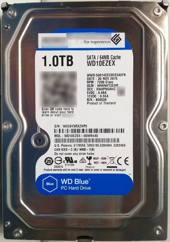 Disco Duro Interno Western Digital  Wd10ezex 1tb Azul