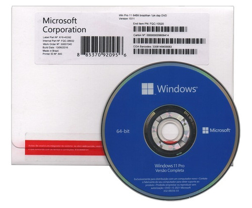 Windows 11 Pro 64 Bit Brazil Fqc-10520oem C/ Nfe