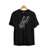 Remera Basket Nba San Antonio Spurs Negra Logo Espuela