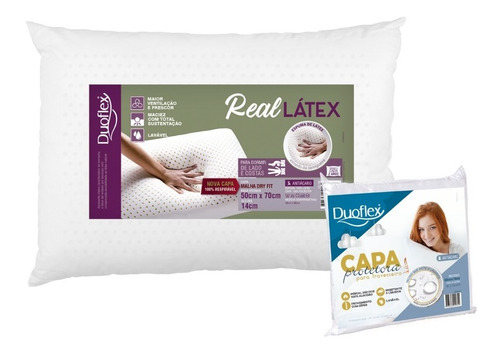 Kit 1 Travesseiro Real Látex + 1 Capa Protetora Duoflex
