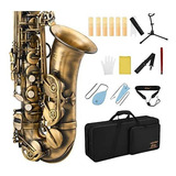 Saxofón De Bronce Eastar Profesional Eb Plano, Kit Completo 