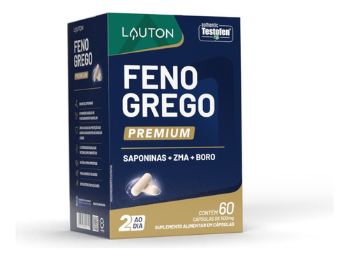 Feno Grego Premium Testofen® + Zma + Boro - Lauton 60 Cps