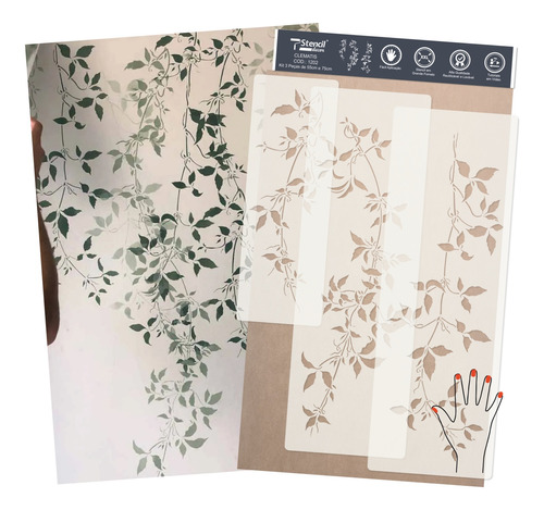 Stencil Decor Kit Floral Clematis (kit 3 Pçs) Envio Expresso