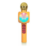 Microfono Karaoke Bluetooth Parlante Efectos Usb Recargable Color Dorado