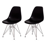 Conjunto Kit 2 Cadeiras Charles Eiffel Eames Design Base Cromada Várias Cores Sala Jantar Cozinha