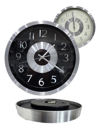 Reloj De Pared Marco  Aluminio 30cm Diam *maquina Silenciosa