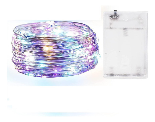 Fio Cobre Prata Cordão Luz 10m 100 Leds - Fairy Light Pilhas