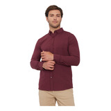 Camisa Hombre Oxford Burdeo Lisa Corona