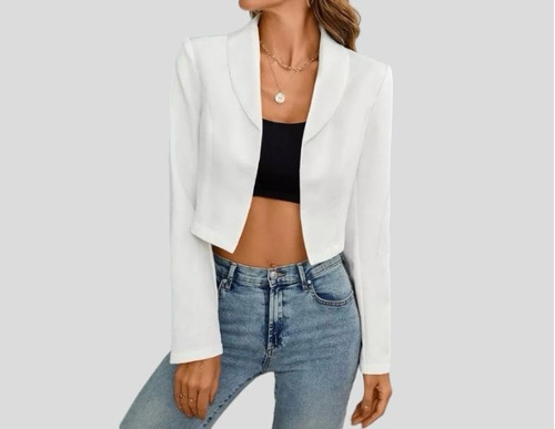 Blazer Corto Sastrero Crep Mujer Saco Tendencia Moda Premium