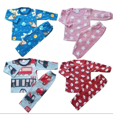 Conjunto Pijama Soft Bebe Infantil Inverno Menino E Menina