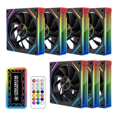 Kit 7 Fan Coolerstar Zenstar Argb 120mm Com Controladora Preto | Frete grátis