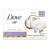 Jabón Dove Delicious Care Leche De Coco Y Jazmín 4 X 90 G