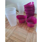 11 Bowls Compoteras Plasticas  + 4 Vasos Altos + Porta Bowl.