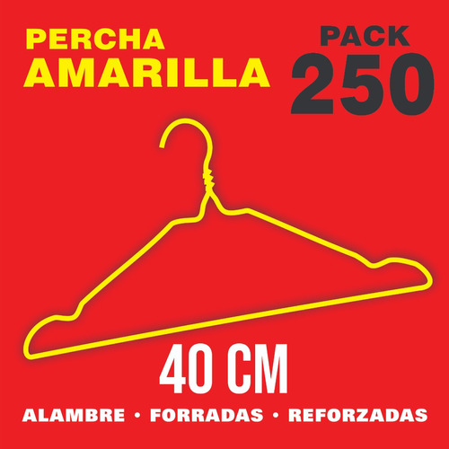 Perchas De Alambre Forradas Reforzadas X250 - Color Amarilla