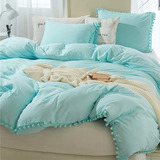 Etdiffe Duvet Cover, With Pompoms, Microfiber, With Closu Aa