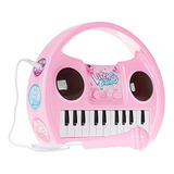 Instrumento Piano Karaoke Micrófono Luces Rosa Niñas :)