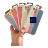 Capa Silicone Compatível iPhone 13 Rainbow Forro Aveludado 