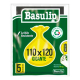 Paquete Bolsa Basura Basulip Gigante 110x120 Resistente 5 Un