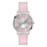 Reloj Guess Ladies De 40 Mm Correa Rosa, Esfera Plateada