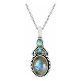 Collar - Natural Moonstone Lapis Labradorite Pendant 10x14mm