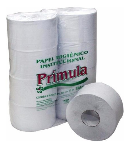 Papel Higiênico Rolão 300 Metros Branco Industrial 8 Rolos