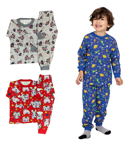 Pijama Infantil 100% Algodão 1-6 Anos Menino Menina C/ Punho