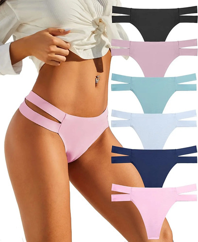 Pack De 6 Tangas Sin Costuras Para Mujer, Ropa Interior Tran