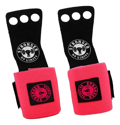 Hand Grip Couro Munhequeira Elástica Neon 2 Em 1 Be Stronger