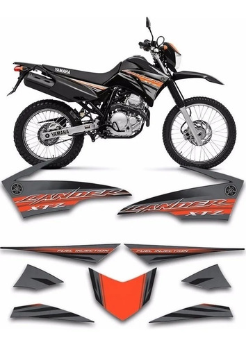 Kit Jogo Faixa Adesiva Yamaha Lander 250 2014 Preta