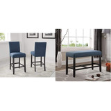 Roundhill Furniture Biony Blue Fabric Counter Height Stools 