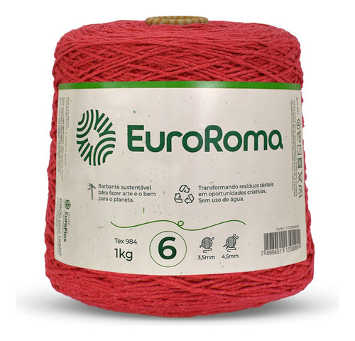 Kit Barbante Euroroma 1kg Fio Nº6 - 3 Und Escolha Sua Cor