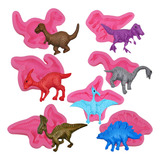 7 Moldes De Silicona Para Fondant De Dinosaurio, Chocolate,