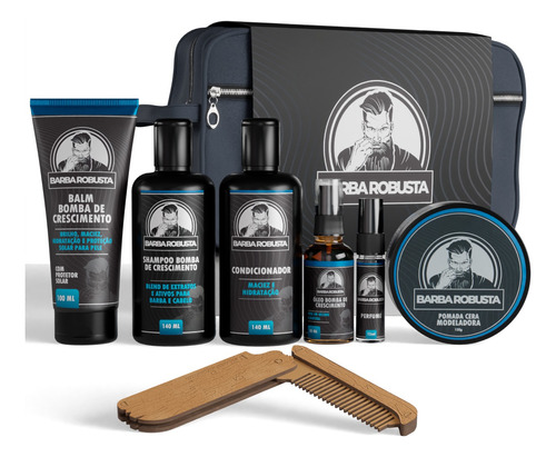 Kit Barba Shampoo Condicionador Balm Oleo Cera Perfume Pente