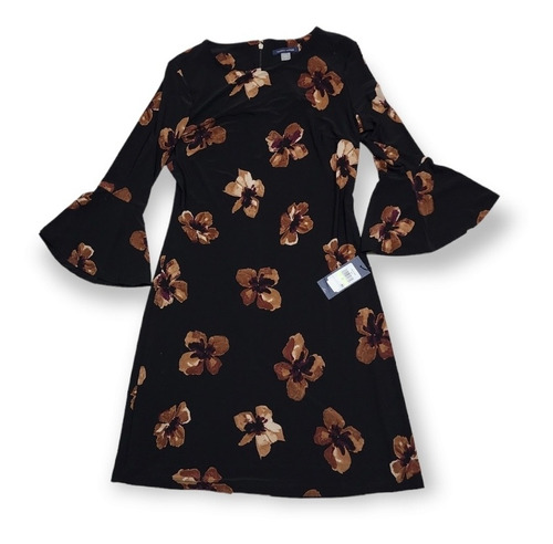 Vestido Tommy Hilfiger De Mujer Talla 4 Negro Con Flores Caf