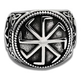 Anillo Amuleto Para Hombre Eslavos Kolovrot Vikingo De Acero