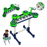  Piano Teclado Infantil Musical Com Bateria E Disco De Dj