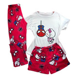 Pijama De Hello Kitty Spiderman 3 Pzs Short Pantalón Y Blusa