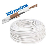 Rolo 100 Mt Fio Coaxial Cftv Flexível Rf 0,4/2,5+bip 2x26awg