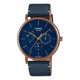 Reloj Casio Hombre Mtp-e320 Colores Surtidos/relojesymas Correa Azul 2e Bisel Plateado Fondo Beige