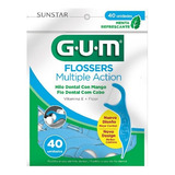 Flosser Dental Gum Con Aplicador Multiple Action Vitamina E + Flúor Sabor Menta Refrescante 40 u