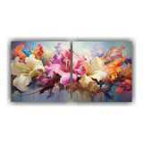 120x60cm Set 2 Canvas Concepto Contraste Pinturas Flores Abs